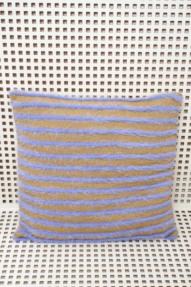 Peraluna LUXURY PILLOW Simli Çizgili Triko Yastık Kılıfı 45X45 CM - Açık Lila/Gold - 3