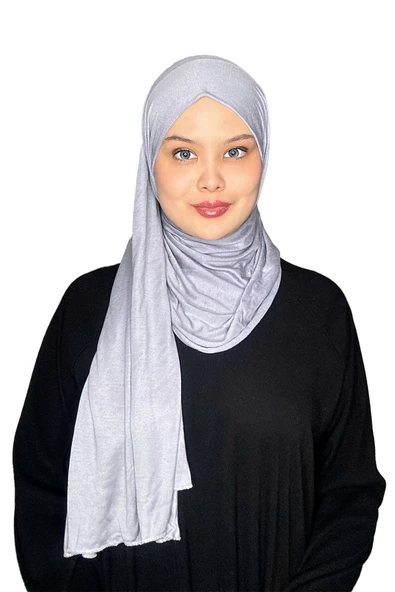 Shecarf Dikişli Penye Şal, Yüksek Gramaj, Özel Üretim, 4 Mevsim 00991  AÇIK GRİ - Resim 2