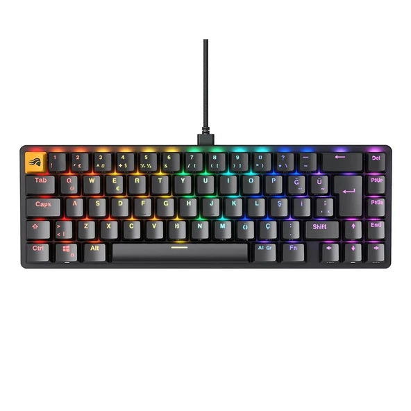 Glorious GMMK2 %65 Fox Lineer Switch RGB Modüler Siyah Türkçe Gaming Mekanik Klavye