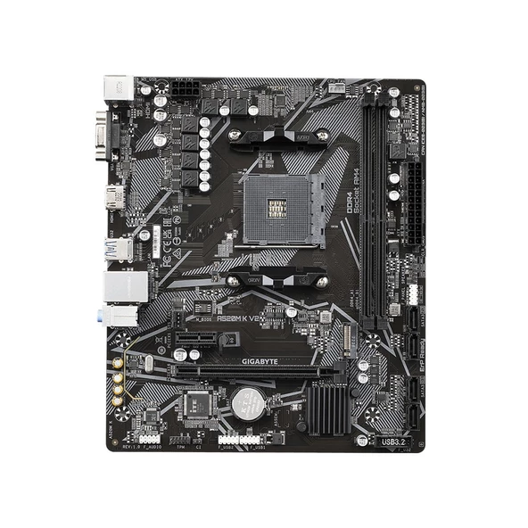 GIGABYTE A520M K V2 AMD A520 Soket AM4 DDR4 5100MHz (O.C.) M.2 mATX Anakart - 2
