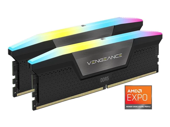 CORSAIR VENGEANCE RGB 64GB (2X32GB) DDR5 6000MHz CL30 AMD EXPO Ram - CMH64GX5M2B6000Z30 - 2