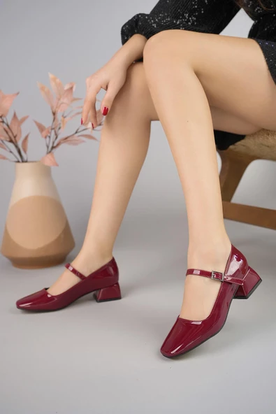 Muggo MARY Garantili Kare Burunlu Kadın Kısa Topuklu Ayakkabı - 8