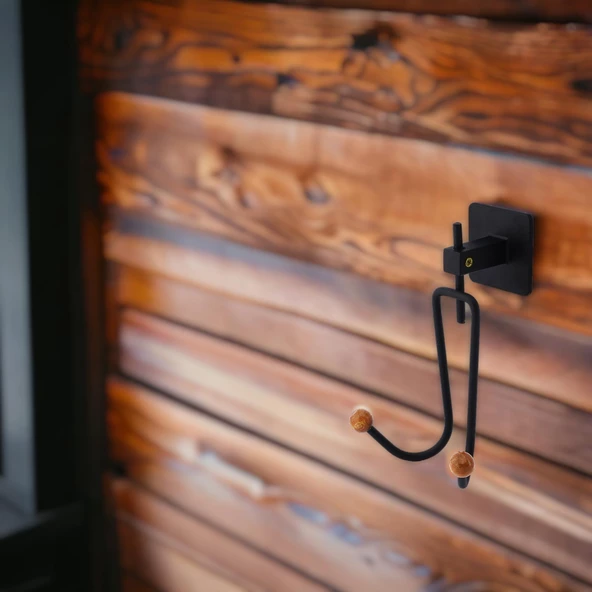 Yapışkanlı Siyah Metal Uzun Çatal 2'li Askılık Sağlam Banyo Lavabo Aparat Bornoz Havlu Asma Askı - Resim 7