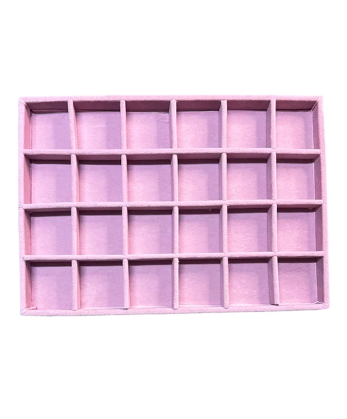 24 Bölmeli Kolye Ucu Küpe Yüzük Servis Tablası Pembe - 2