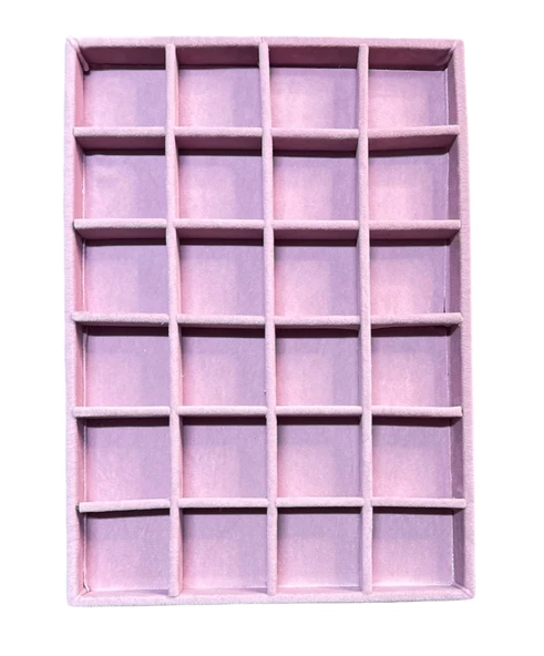 24 Bölmeli Kolye Ucu Küpe Yüzük Servis Tablası Pembe - 3