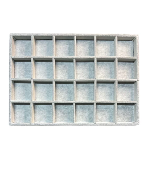 24 Bölmeli Kolye Ucu Küpe Yüzük Servis Tablası Gri - 2