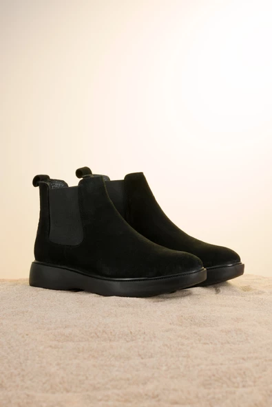 Düz Kauçuk Taban Bilekten Lastikli Orjinal Süet Erkek Bot - 5