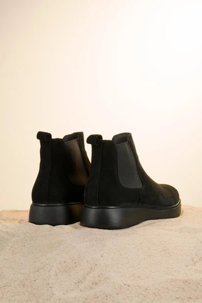 Düz Kauçuk Taban Bilekten Lastikli Orjinal Süet Erkek Bot - 8