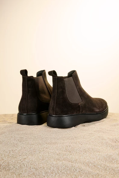 Düz Kauçuk Taban Bilekten Lastikli Orjinal Süet Erkek Bot - 4