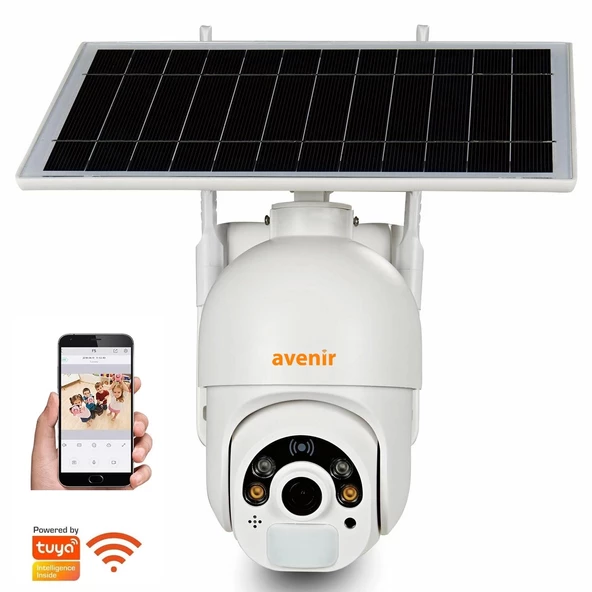 Avenir Av-s260 Solar Smart Güvenlik Kamerası 2mp 3.6mm Wi-fi Ptz Renkli Gece Görüş Dış Mekan