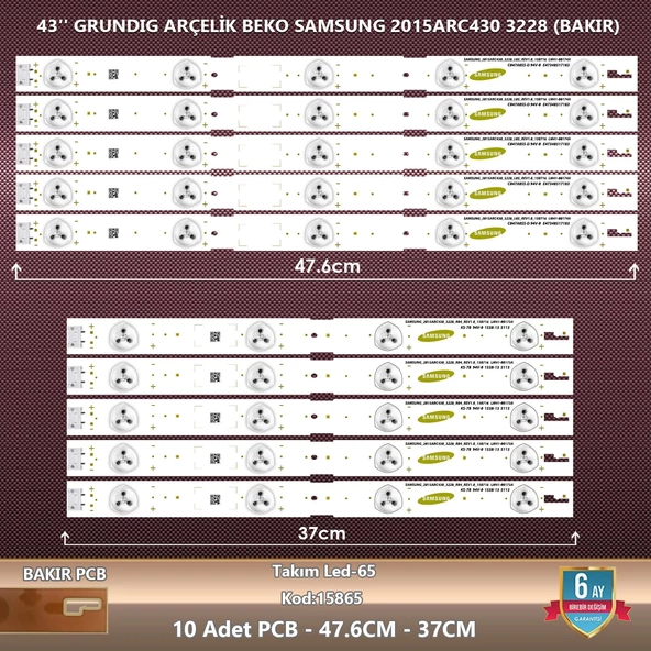 Çıkma Takım Led-65 (5x233-5x234) 43 Grundıg Arçelik Beko Samsung 2015arc430 3228 Çıkma Takım Led