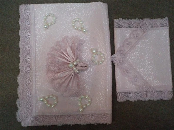 Gold Dantelli Masa Örtüsü Takımı 26 parça Pudra Pembe - 3