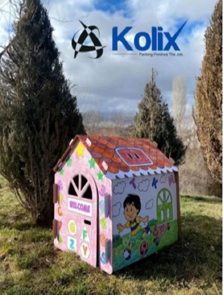 KOLİX Büyük Boy Xxl Karton Boyama Evi Eğitici Ve Öğretici Oyun Evi Oyun Çadırı - 2