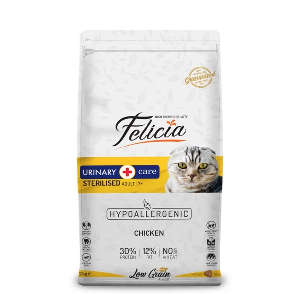 Felicia Az Tahıllı 2 kg Sterilised Tavuklu HypoAllergenic Kedi Maması