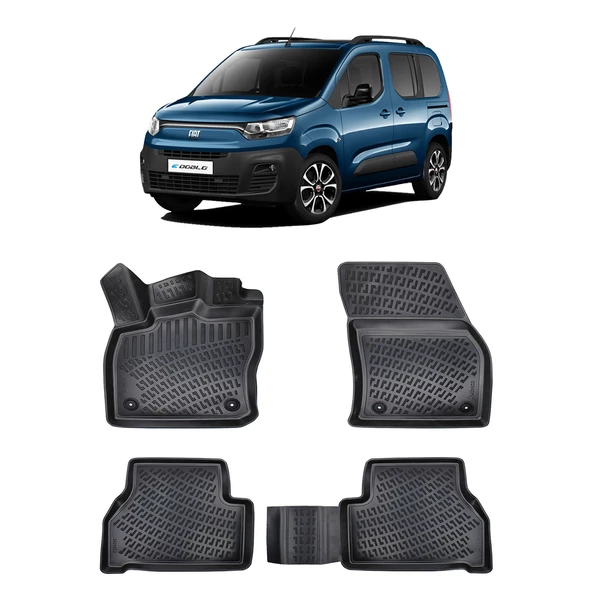 Rizline Fiat Doblo 2023+ 3D Havuzlu Paspas Siyah ürün görseli