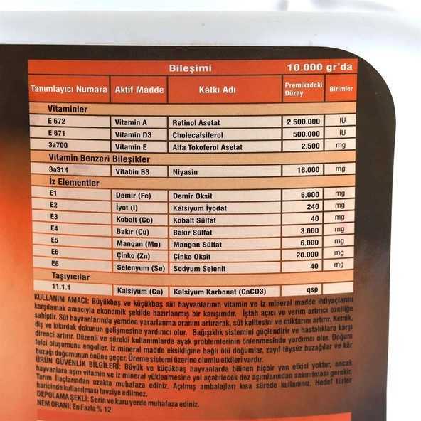 Revitamin Eco Milk Büyük ve Küçükbaş Hayvan Vitamin Mineral Premiks - 9