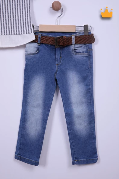 Babyhola Pamuk Gömlek Kot Pantolon Erkek Bebek Çocuk Bayramlık Takım Elbise 22329 - 3