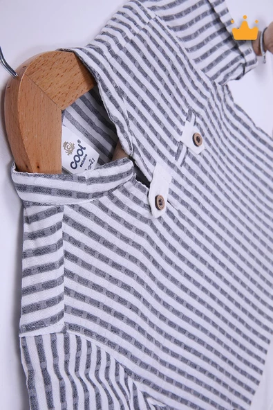 Babyhola Pamuk Gömlek Kot Pantolon Erkek Bebek Çocuk Bayramlık Takım Elbise 22329 - 4