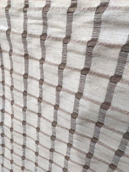 Buldan Metrelik Pamuklu Koltuk Örtüsü Kumaşı, Kesme Şeker Desen (En 180cm)-Sütlü Kahve Çizgili - Resim 2