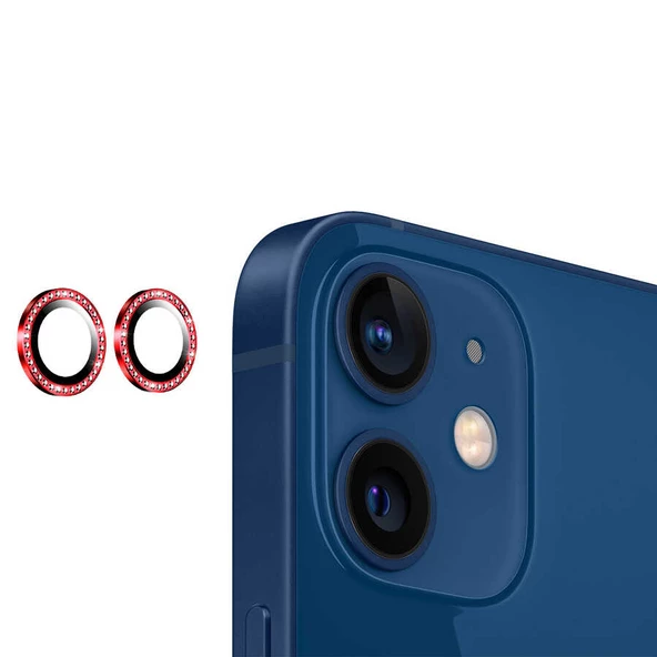 Apple iPhone 11 Taşlı Kamera Lens Koruyucu Çerçeveli Koruyucu - 11