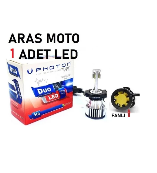 Motosiklet H4 Photon Fanlı Xenon Led Ampül 12-24 V (Duo Soğutucu Fanlı Model) 1 Adet_Supermoto ürün görseli 1