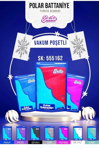 Sasta Polar Battaniye 180X210CM Çift Kişilik (TV - Televizyon) - SİYAH