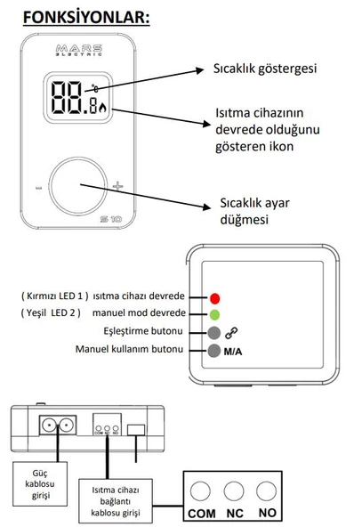 MARS S10 KABLOSUZ ODA TERMOSTADI BEYAZ - 4