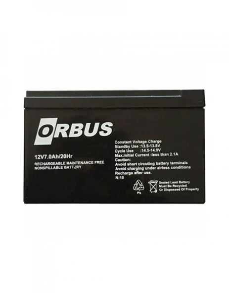 12 VOLT 7 AMPER AKÜ ORBUS 151x65x94-1976 GRAM