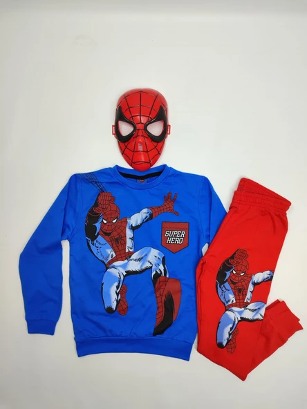 Erkek Çocuk Spiderman Baskılı İkili Takım(Maske Hediyeli) - 2