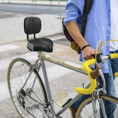 Sırt Destekli Bisiklet Selesi Koltuğu Arkalıklı Ayarlamalı Geniş Elektrikli Bisiklet Koltuk Siyah - 5