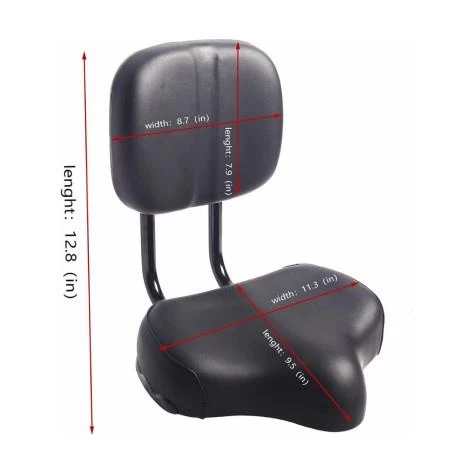 Sırt Destekli Bisiklet Selesi Koltuğu Arkalıklı Ayarlamalı Geniş Elektrikli Bisiklet Koltuk Siyah - 8