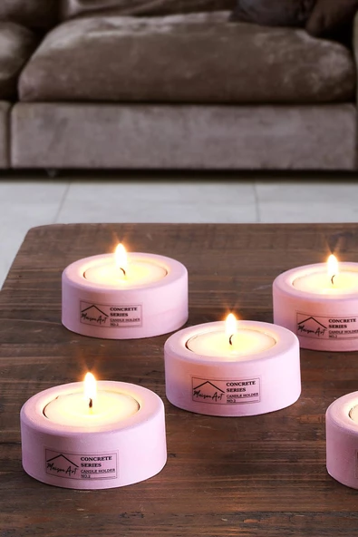 Holder | 6'Lı Set Mumluk | Tea Light Mumluk Seti | Dekoratif Şamdan Mumluk - Resim 7