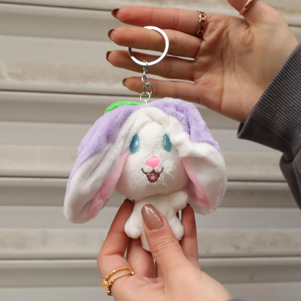 Uzun Kulaklı Sevimli Tavşan  Anahtralık Çanta Süsü - Resim 8