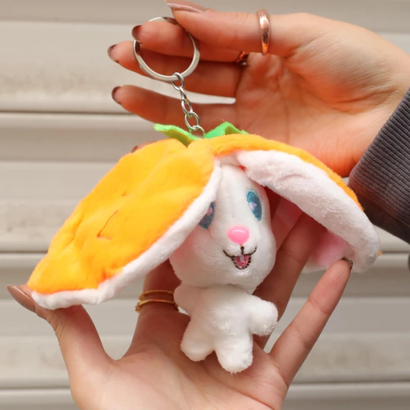 Uzun Kulaklı Sevimli Tavşan  Anahtralık Çanta Süsü - Resim 6
