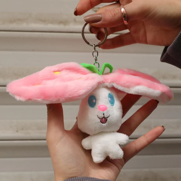 Uzun Kulaklı Sevimli Tavşan  Anahtralık Çanta Süsü - Resim 9