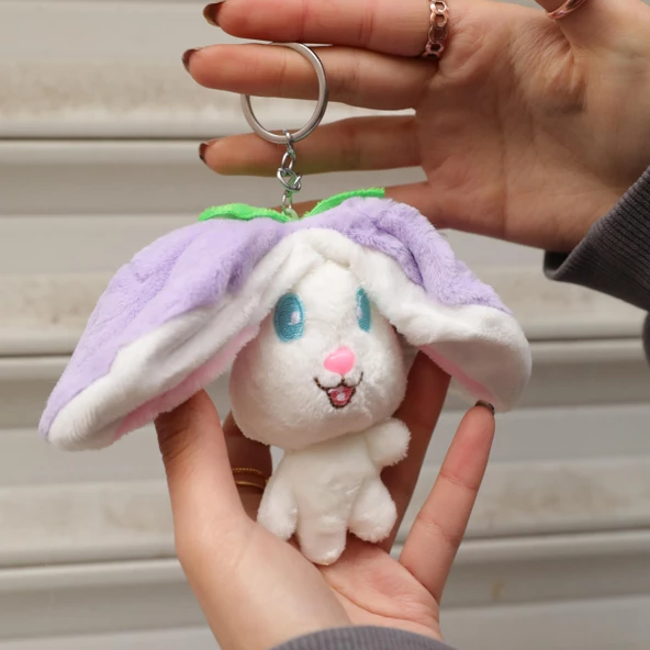Uzun Kulaklı Sevimli Tavşan  Anahtralık Çanta Süsü - Resim 7