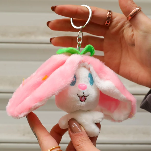 Uzun Kulaklı Sevimli Tavşan  Anahtralık Çanta Süsü - Resim 10