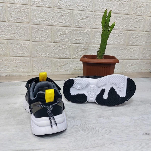 Jump 29605 Siyah-Sarı Fuspetli Cırtlı  Erkek Çocuk Spor Ayakkabı - 7