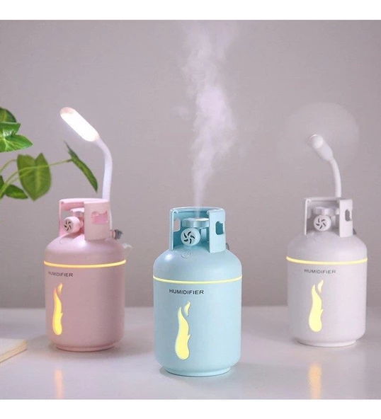 Tüp Şeklinde Hava Nemlendirici - Mini Fan + Led Lambalı Set PEMBE - 3