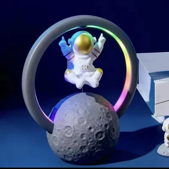 Manyetik Astronot Tasarımlı Bluetooth Hoparlör Gece Lambası Şarjlı Dokunmatik - 4