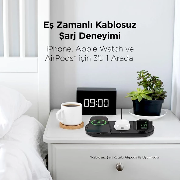 Ttec 15W 3in1 İphone, Apple Watch ve Airpod ile Uyumlu Kablosuz Şarj Aleti, İphone X,11,12,13,14,15 Serisi ile Uyumlu - 3