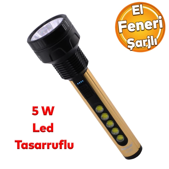 El Feneri Şarjlı Led Işıldak Kamp Lambası 1800 Mah Gece Aydınlatma 5 W 3 W Beyaz Işık