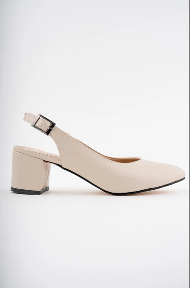 Muggo W0711 Garantili Kadın Arkası Açık Klasik Günlük Tarz Şık ve Rahat Topuklu Ayakkabı - 2