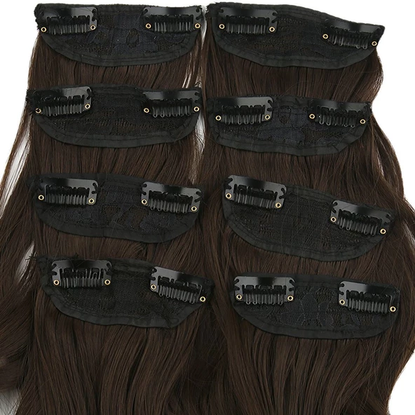 Fiber Sentetik Dalgalı 8 Parça Çıt Çıt - Açık Kahve - Resim 2