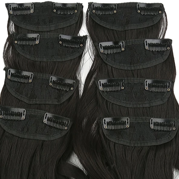 Fiber Sentetik Dalgalı 8 Parça Çıt Çıt - Kahverengi - Resim 2