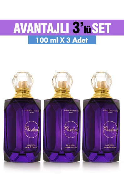 3'Lü Set Alberto Taccini  PANDORA Kadın Parfümü -100 ml - 2