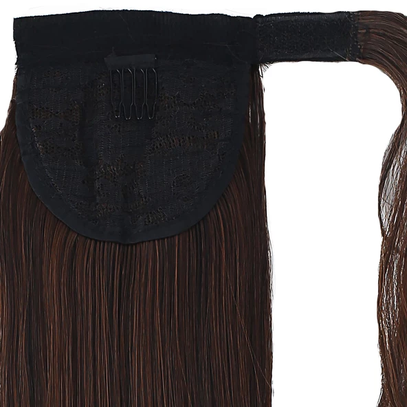 Bağlamalı Düz At Kuyruğu - Kahve Karamel - Resim 4