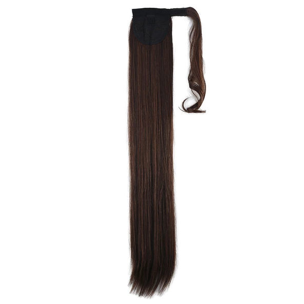 Bağlamalı Düz At Kuyruğu - Kahve Karamel - Resim 3