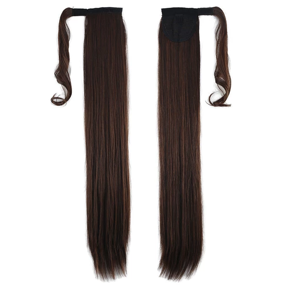 Bağlamalı Düz At Kuyruğu - Kahve Karamel ürün görseli