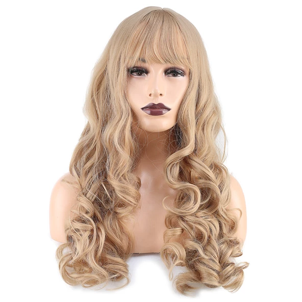 Dalgalı Perçemli Uzun Fiber Sentetik Peruk - Balköpüğü - Resim 4